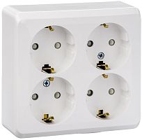 Розетка с заземлением накладная Systeme Electric Этюд 4-м. шторки белый картинка